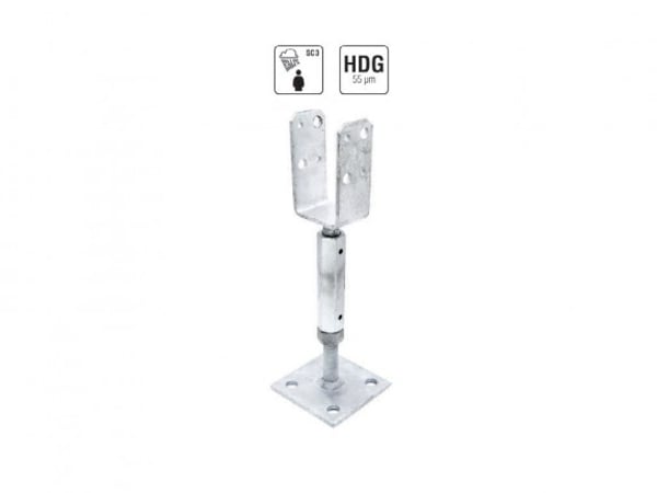 Adjustable Y-Type Post Supports With Long Nut & Base Plate